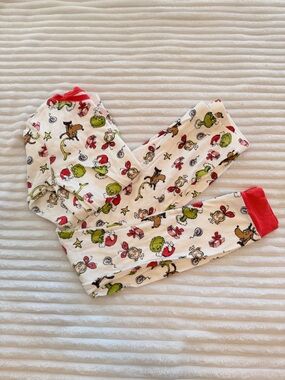 Carter's White Holiday Pajama Set with Grinch Print and Red Accents